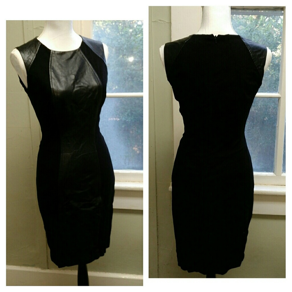 Cache Sexy Faux Leather Knee Length Dress